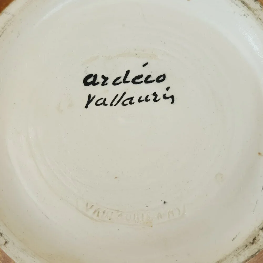 Vintage Ardeco Vallauris Mid Century Starburst Glazed Pottery Earth Tone Bowl